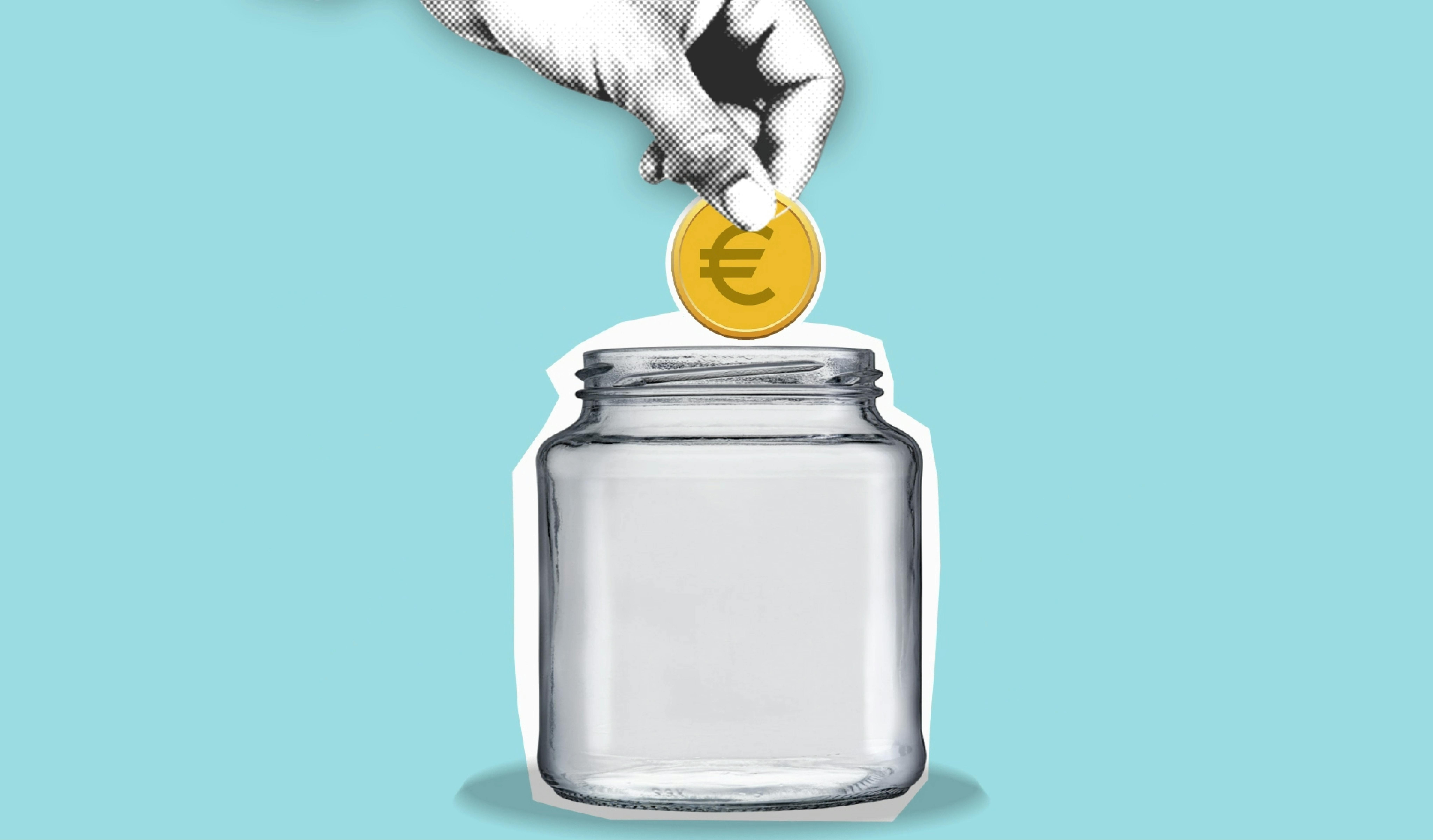 Euro coin dropping into a jar, showing grants and financing for automation projects