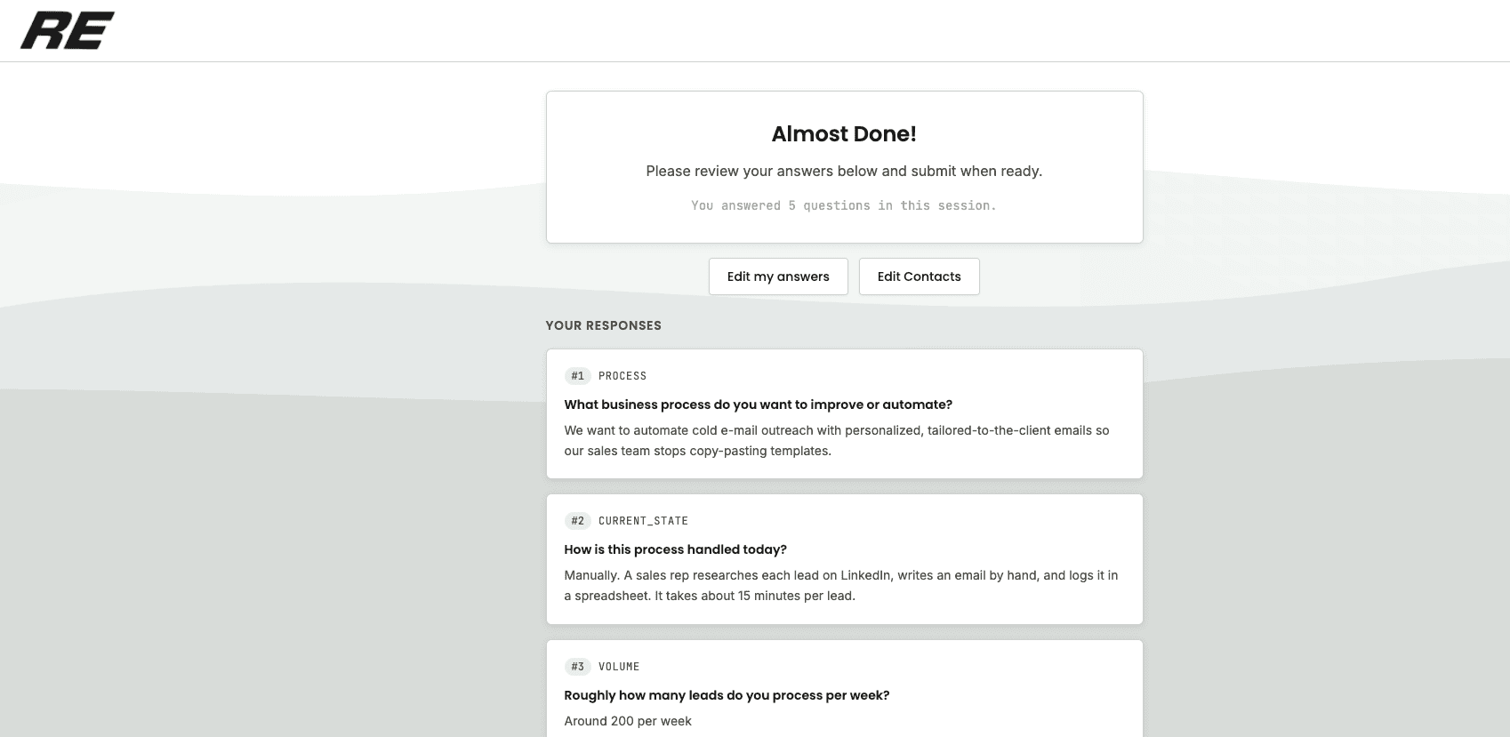 BA questionarre automation